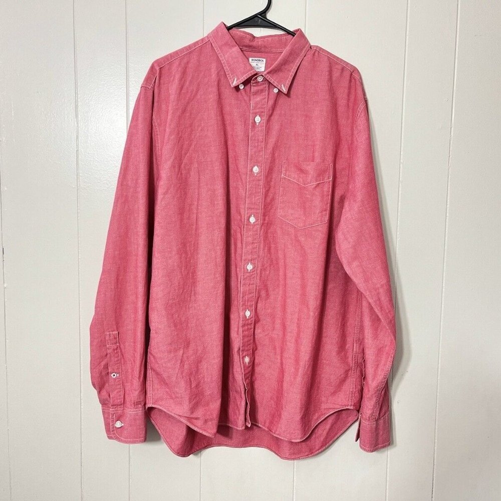 Bonobos Men's standard Fit Dress Shirt Red Size XL EUC